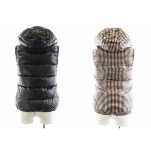 DUVETICA ダウンベスト フード チェック柄 リバーシブル アウター 38 S 黒 ブラック /AN41