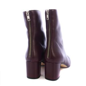 FABIO RUSCONI ショートブーツ チャンキーヒール バックジップ レザー 37 24cm 茶 ブラウン /KH