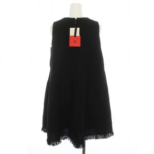 IENA TSUJI NAOKO 23AW ツイードミニドレス ワンピース ノースリーブ Vネック 36 S 黒 ブラック