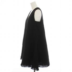IENA TSUJI NAOKO 23AW ツイードミニドレス ワンピース ノースリーブ Vネック 36 S 黒 ブラック