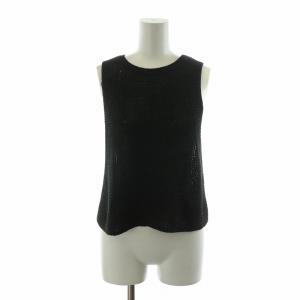 24SS クロップドニットベスト プルオーバー 麻 リネン混 F 黒 ブラック 24080900339020