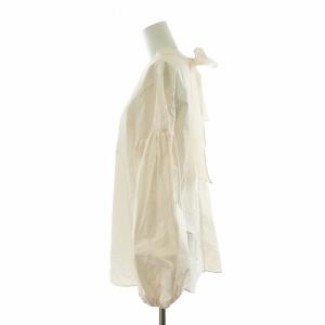 pink ribbon sheer シャツ ブラウス バックリボン 長袖 プルオーバー F 