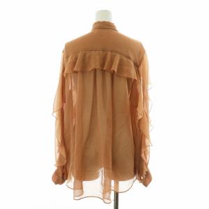 IENA ラブークル LA BOUCLE フリルボウタイブラウス シャツ シアー 長袖 シースルー F 茶 ブラウン 21-051-914-3080-3-0
