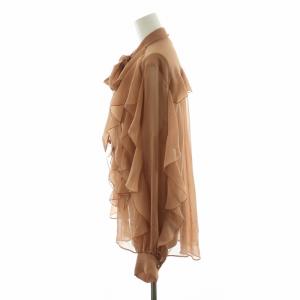 IENA ラブークル LA BOUCLE フリルボウタイブラウス シャツ シアー 長袖 シースルー F 茶 ブラウン 21-051-914-3080-3-0
