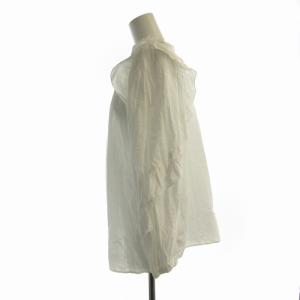 IENA LA BOUCLE 22SS コットンドビー フリルブラウス 長袖 F 白 ホワイト 22051914353010