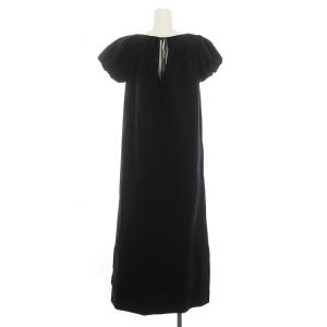 IENA 23SS タイプライターギャザーワンピース ロング 半袖 36 S 黒 ブラック /YM