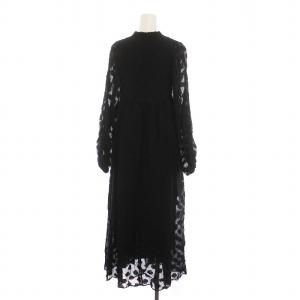 IENA 24SS フラワージャガードボザムドレス ワンピース ロング 長袖 36 S 黒 ブラック