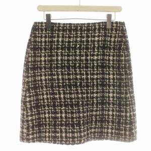 スカート ウール チェック ひざ丈 台形スカート 91060729050 黒 白 40 /G