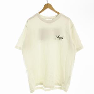 Tシャツ カットソー クルーネック ロゴプリント 半袖 L 白 ホワイト