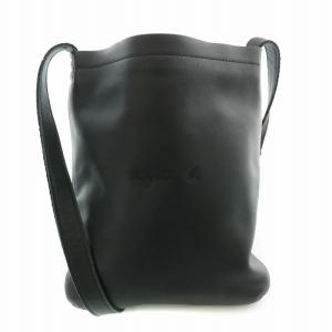 PETERショルダーバッグ レザー 牛革 ロゴ 刺繍 F 黒 ブラック PAH02Z-03