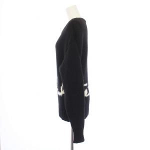 Off-White 21AW インターシャ ニット セーター 長袖 アルパカ混 38 黒 OWHE036E20KNI003