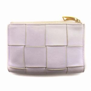 BOTTEGA VENETA カセット ミディアム 財布 二つ折り イントレチャート レザー パープル