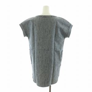 Drawer カットソー 半袖 ラメ 絹 シルク プルオーバー 36 S 青 ブルー /NQ