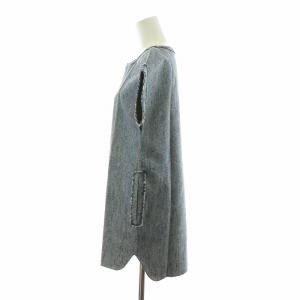 Drawer カットソー 半袖 ラメ 絹 シルク プルオーバー 36 S 青 ブルー /NQ