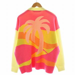 インターシャ ニット セーター 長袖 ウール S ピンク 黄 イエロー /AN38