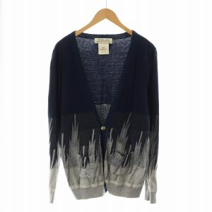 カーディガン ニット 薄手 長袖 Vネック M 紺 ネイビー グレー /NQ