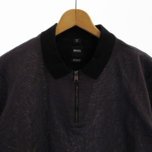 HUGO BOSS ポロシャツ 半袖 ジップアップ 半袖 L 紫 パープル