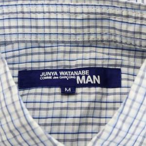 JUNYA WATANABE MAN AD2005 シャツ 長袖 チェック柄 コットン M 青 ブルー 白 ホワイト