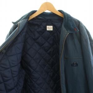 Papas カバーオール 中綿ジャケット アウター ライナー付き 襟コーデュロイ ロゴワッペン L 紺 ネイビー /YT