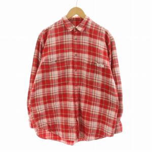 カジュアルシャツ チェック 長袖 M 赤 レッド
