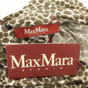 Max Mara Studio MaxMaraStudio カシュクール 半袖 カットソー Tシャツ 総柄 M カーキ 白 /G