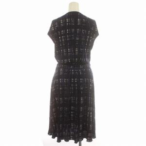 TORY BURCH ワンピース 半袖 チェック フリル ひざ丈 S ネイビー