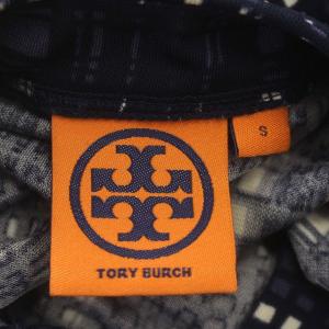 TORY BURCH ワンピース 半袖 チェック フリル ひざ丈 S ネイビー