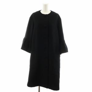 23AW ノーカラーコート ウール 34 ブラック