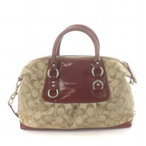 COACH アシュレイ シグネチャー サテンサッチェル ハンドバッグ ショルダーバッグ 2WAY 鞄 ベージュ F15443