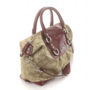 COACH アシュレイ シグネチャー サテンサッチェル ハンドバッグ ショルダーバッグ 2WAY 鞄 ベージュ F15443