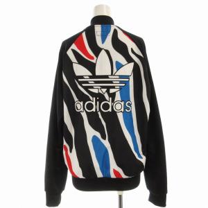 adidas Originals トラックジャケット ブルゾン 総柄 ロゴ刺繍 L 黒 ブラック /EE