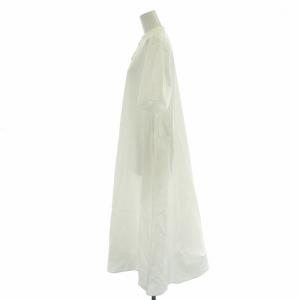 MidiUmi シャツワンピース ミモレ ロング 半袖 バンドカラー 無地 F 白 ホワイト タグ付き /BB