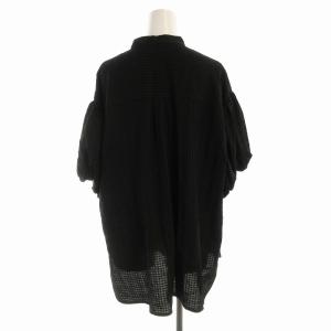 KUMIKYOKU 組曲 24SS シャツ ブラウス ギンガムチェック 半袖 パフスリーブ スタンドカラー 大きいサイズ 5 XL