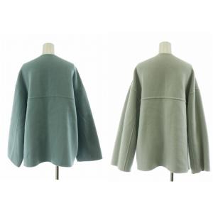 SHIPS リバーファーポケットコート リバーシブル アウター ノーカラー ショート 36 S 水色 ライトブルー 314-15-0658