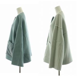 SHIPS リバーファーポケットコート リバーシブル アウター ノーカラー ショート 36 S 水色 ライトブルー 314-15-0658