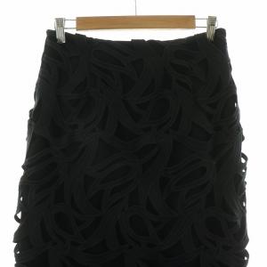 CELFORD チューリップレーススカート ミモレ ロング バックスリット 38 M 黒 ブラック CWFS191045