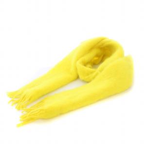 マフラー フリンジ アナグラムブローチ モヘヤ イエロー