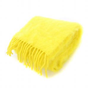 LOEWE マフラー フリンジ アナグラムブローチ モヘヤ イエロー