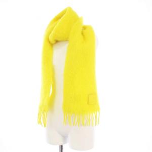 LOEWE マフラー フリンジ アナグラムブローチ モヘヤ イエロー