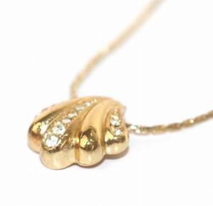 Christian Dior ヴィンテージ ネックレス ペンダント 貝殻モチーフ シェルモチーフ ゴールドカラー