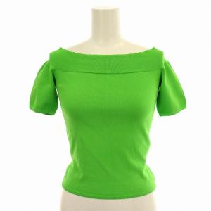オフショルダー カットソー 50018 ニット 半袖 XS 黄緑 グリーン /G