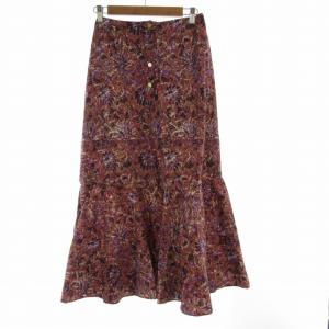 POPLIN ETHNIC SKIRT フレアスカート マキシ ロング 総柄 ピンク 紫 パープル 010392093NU