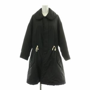 中綿コート アウター ロング丈 丸襟 S 黒 ブラック /BB
