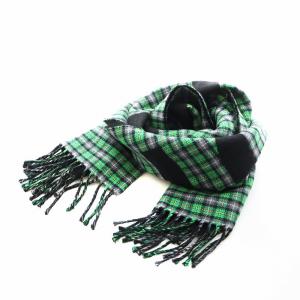 マフラー チェック柄 ブラック グリーン