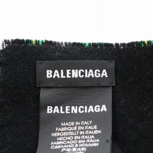 BALENCIAGA マフラー チェック柄 ブラック グリーン
