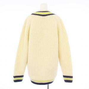 LACOSTE 24AW ヘビーウェイトチルデンニット セーター 長袖 Vネック 36 M 白 AF2563-10