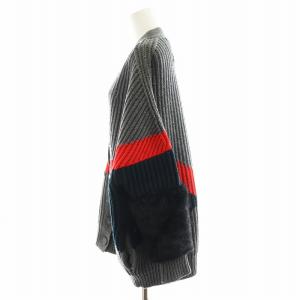 STELLA McCARTNEY ニットカーディガン ウール シルク 38 グレー ブラック レッド