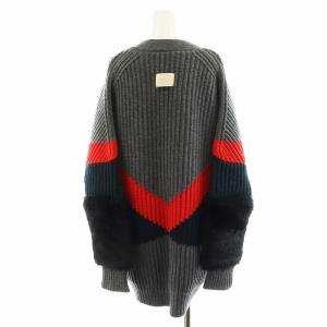 STELLA McCARTNEY ニットカーディガン ウール シルク 38 グレー ブラック レッド