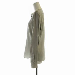 MARGARET HOWELL シャツ ブラウス ストライプ 絹 シルク バンドカラー 長袖 1 S グレー