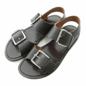 ストラップサンダル ローヒール レザー IT35 22cm 茶 ブラウン /BB